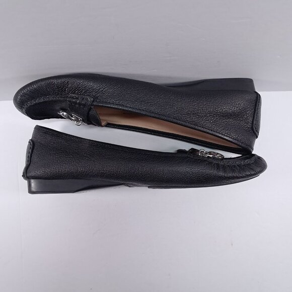 Michael Kors Loafers Women 9.5 Black Pebbled Leather Dangle Lock Slip On - Picture 4 of 16